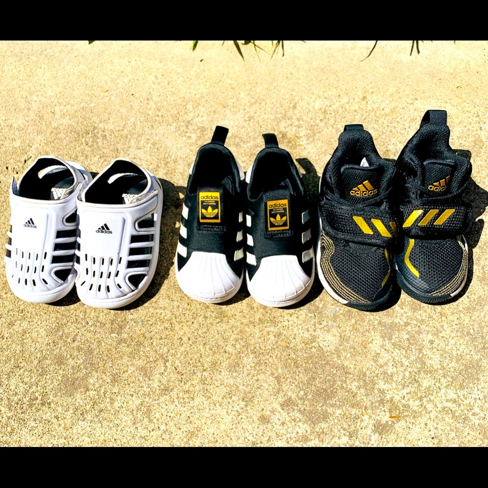 Toddler size 5 adidas.  High tops are size 6.